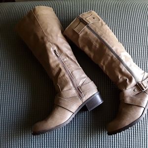 Women's Fashion Tall Taupe Faux Leather Boots 6